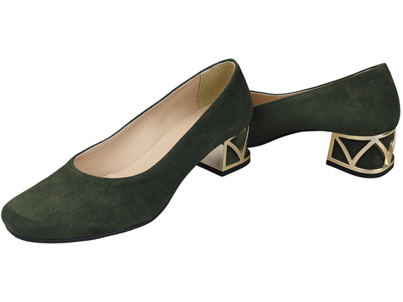 Pohodlné dámské boty Khaki lodičky s ozdobným podpatkem Přírodní semišová kůže 219 Od ElitaBut