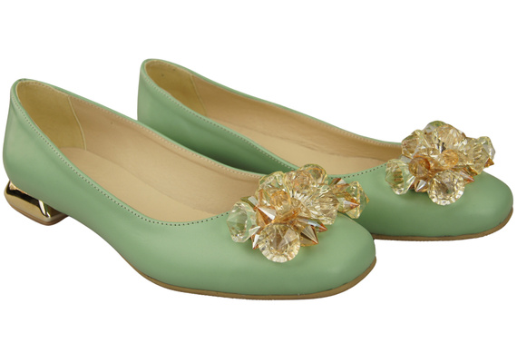 Dámské lodičky Mint s krystaly ploché Přírodní kůže 216 ElitaBut