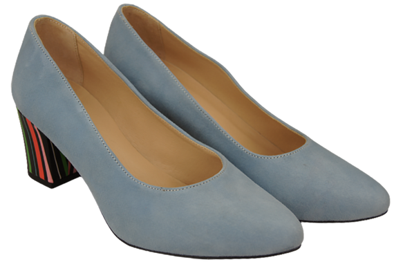 Dámská obuv Blue Suede Natural Leather Decorative Heel 158 With ElitaBut