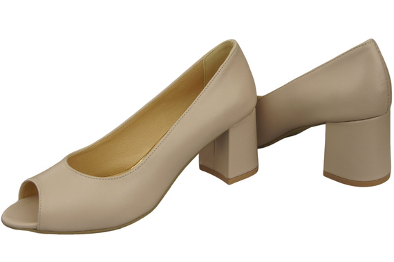 Dámská obuv PEEP TOE Cappuccino Světlá přírodní kůže s potaženým podpatkem 192 ElitaBut