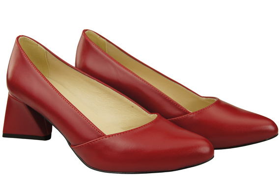 Dámské Lodičky Červená Pravá Kůže Špičatá Špička Podpatek ElitaBut 221