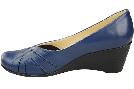 Boty na kotvách Námořnická modrá Dámské lodičky z přírodní kůže 828 ElitaBut