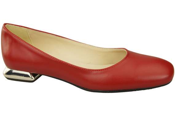 Plochá dámská obuv Červený ozdobný podpatek Přírodní kůže 209 ElitaBut