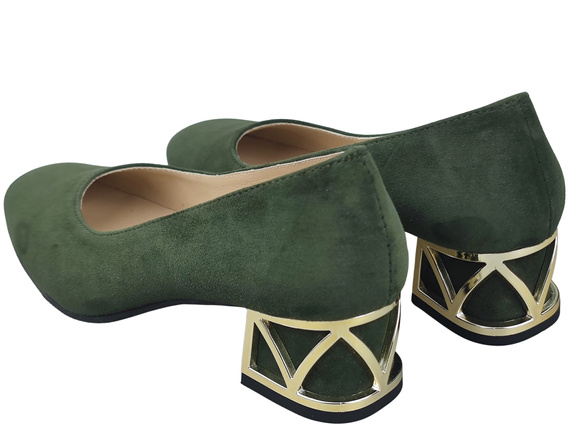 Pohodlné dámské boty Khaki lodičky s ozdobným podpatkem Přírodní semišová kůže 219 Od ElitaBut