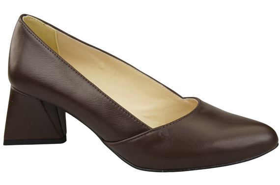 Dámské Lodičky Čokoláda Pravá Kůže Špičatá Špička Podpatek ElitaBut 221