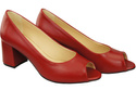 Dámská obuv PEEP TOE Červené lodičky z přírodní kůže s potaženým podpatkem 192 ElitaBut