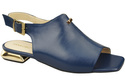 Pohodlná dámská obuv Sandály Navy Blue Flat Gold Heel Natural Leather 207 ElitaBut