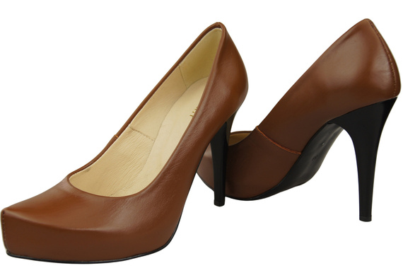 Dámská obuv Hnědé lodičky Stiletto z přírodní kůže 205 ElitaBut