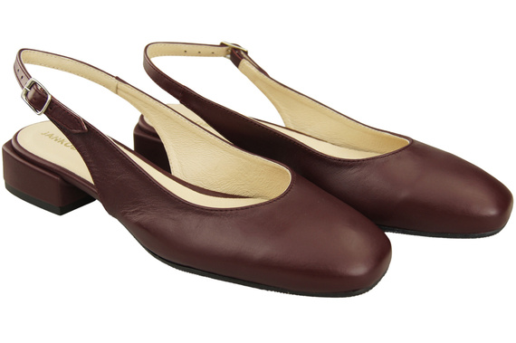 Dámská obuv Sandály Maroon Flat Heel Natural Leather 206 ElitaBut