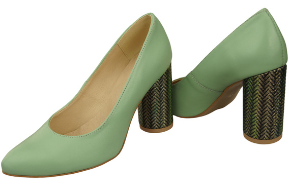 Dámská obuv Mint Přírodní kožené lodičky Barevný ozdobný podpatek 194 ElitaBut