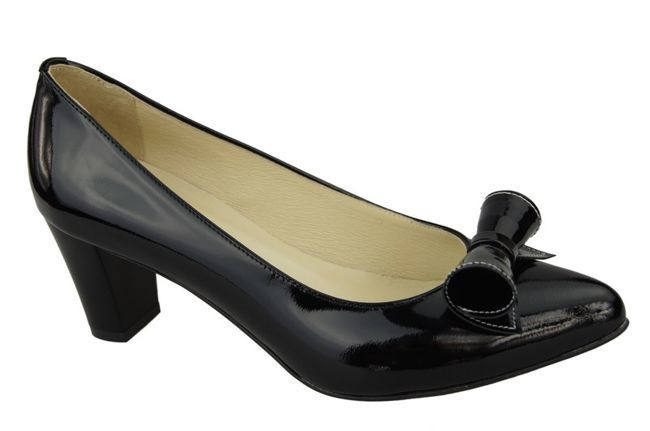 Dámská obuv Dámské kožené lodičky Black Lacquer 975 ElitaBut