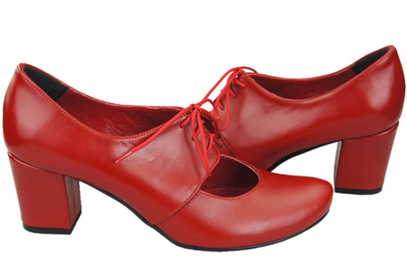 Obuv Dámské polobotky z přírodní kůže Červená 161 ElitaBut