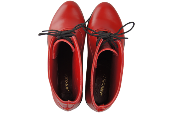 Dámské kozačky červené Jaro/podzim přírodní kůže 155 L ElitaBut