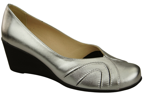 Dámské boty z přírodní kůže Silver Off-White na kotvách 828 ElitaBut