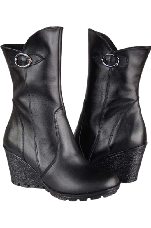 Obuv Dámské boty na podpatku z přírodní kůže Černá 750 ElitaBut