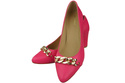 Klasické dámské boty Neon Pink Natural Leather pumps with Gold Ornamental Chain 200 ElitaBut