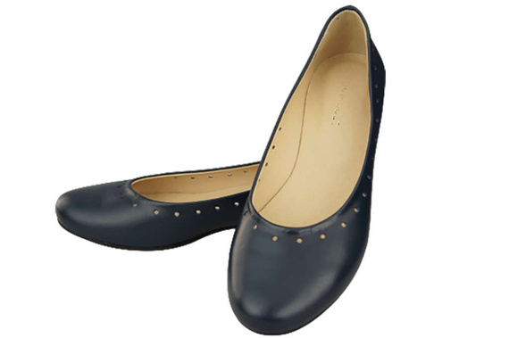 Dámské pohodlné baleríny z přírodní kůže Navy Blue 162 ElitaBut