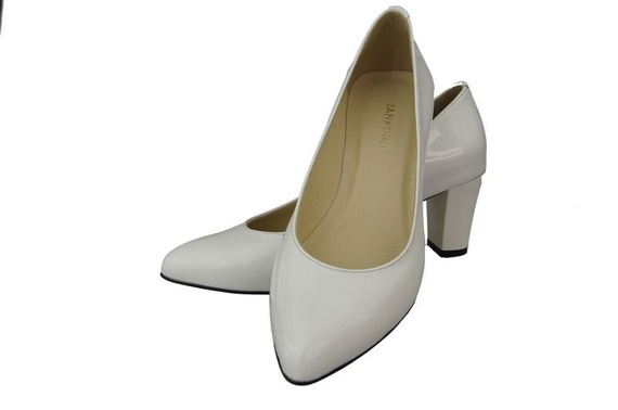 Dámská obuv Dámské kožené lodičky White Lacquer 974 ElitaBut