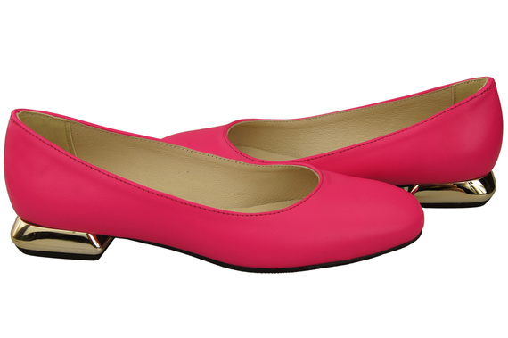 Dámské lodičky Dámské lodičky neonově růžové s ozdobným podpatkem Přírodní kůže 209 ElitaBut