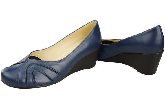 Boty na kotvách Námořnická modrá Dámské lodičky z přírodní kůže 828 ElitaBut