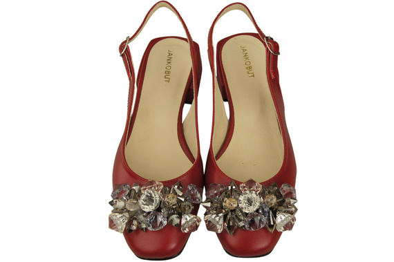 Dámská obuv Červené sandály s krystaly Přírodní kůže 215 ElitaBut