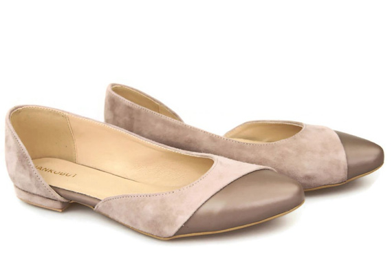 Dámské boty Balerin Cappuccino přírodní kůže Semiš 146 ElitaBut