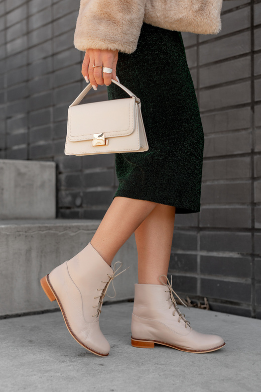 Dámské kozačky Cappuccino lico Jaro/podzim přírodní kůže 155 L ElitaBut