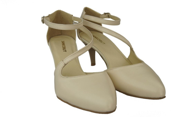 Dámská obuv Sandály Nízký Stiletto Přírodní kůže Béžová 990 ElitaBut