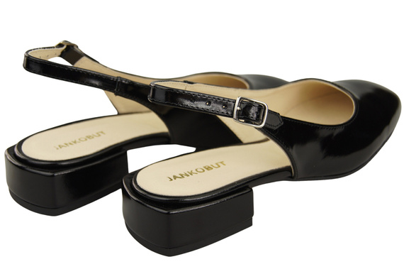 Dámská obuv Sandály černé lesklé s plochým podpatkem Přírodní kůže 206 ElitaBut