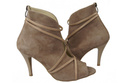 Dámská obuv Peep Toe Leather Natural Suede Cappuccino 107 ElitaBut