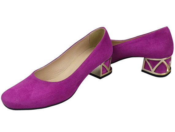 Pohodlné dámské boty Cyclamen lodičky s ozdobným podpatkem Přírodní semišová kůže 219 Od ElitaBut