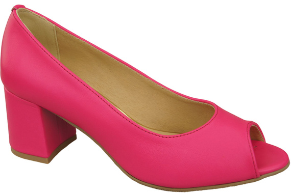 Dámská obuv PEEP TOE Neon Pink Přírodní kůže s potaženým podpatkem 192 ElitaBut