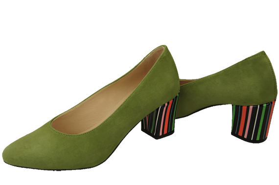 Dámská obuv Pistachio Natural Suede Leather Decorative Heel 158 With ElitaBut