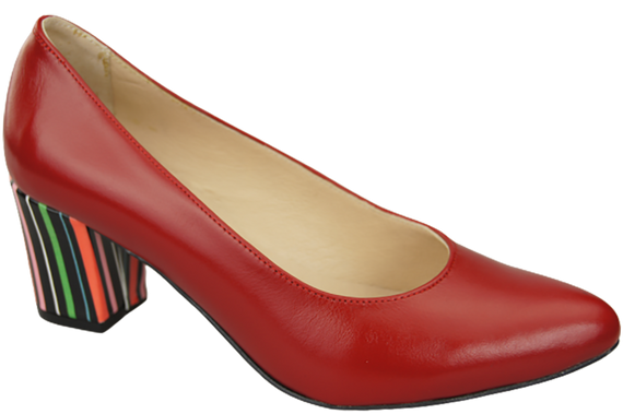 Dámská obuv Červené lodičky z přírodní kůže s ozdobným podpatkem 158 ElitaBut
