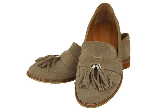 Dámské mokasíny z přírodní kůže Velour beige 134 ElitaBut