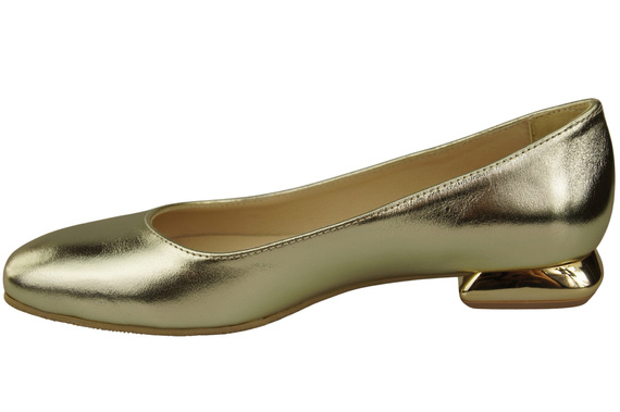 Plochá dámská obuv Dámské lodičky Zlatý ornamentální podpatek Přírodní kůže 209 ElitaBut