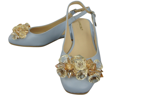 Dámská obuv Sandály Bright Blue s krystaly Přírodní kůže 215 ElitaBut