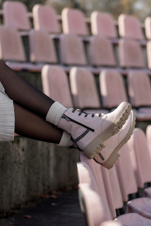 Obuv Boty Boty Powder Pink Dámské s nápisem NICE Přírodní kůže 173 Od ElitaBut