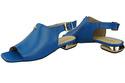 Pohodlná dámská obuv Sandály modré Plochý zlatý podpatek Přírodní kůže 207 ElitaBut