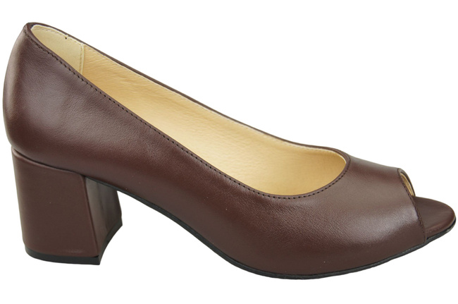 Dámská obuv PEEP TOE Chocolate pumps Přírodní kůže s potaženým podpatkem 192 ElitaBut