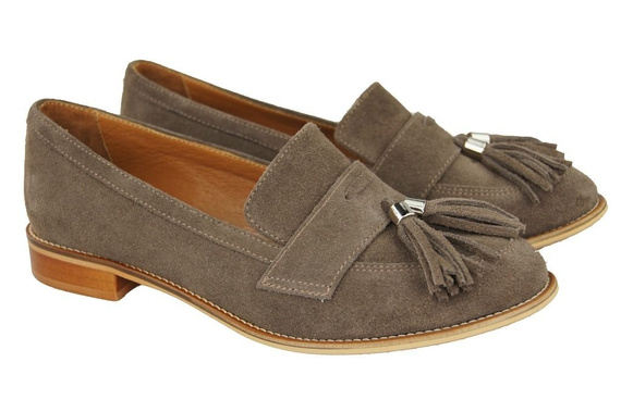 Dámská obuv Mokassins Natural Leather Velour Brown 134 ElitaBut