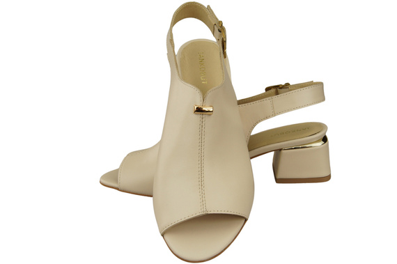 Dámská obuv Sandály Béžová zlatá přezka Přírodní kůže 198 ElitaBut