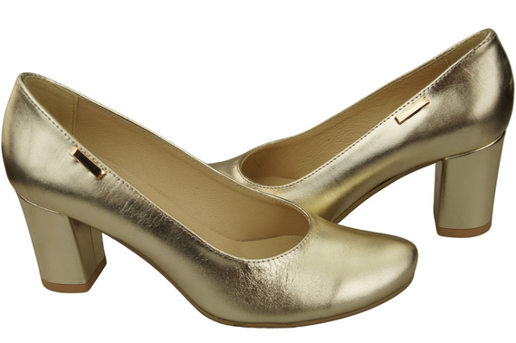 Dámské boty Classic Gold Almond Nose Natural Leather Pumps 201 ElitaBut