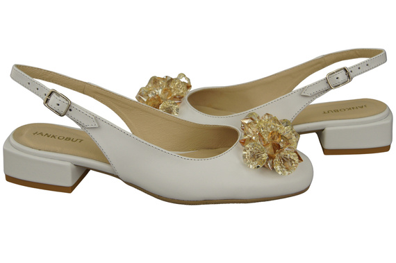 Dámská obuv Bílé sandály s krystaly Přírodní kůže 215 ElitaBut