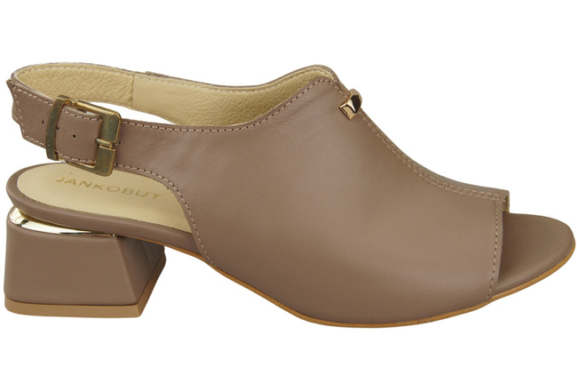 Dámská obuv Sandály Cappuccino Tmavě zlatá přezka Přírodní kůže 198 ElitaBut