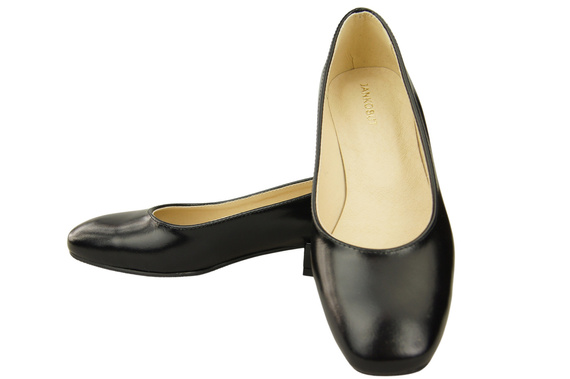 Pohodlná dámská obuv černá lesklá plochá přírodní kůže 204 ElitaBut