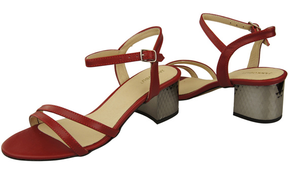 Dámská obuv Červená přírodní kůže 197 Smyslně odhalující nohy Sandály ElitaBut