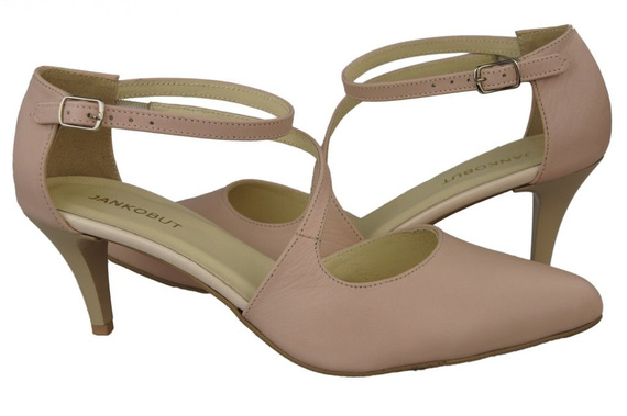 Dámská obuv Sandály Nízký Stiletto Kožené Powder Pink 990 ElitaBut