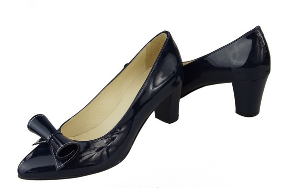 Dámská obuv Dámské kožené lodičky Navy blue Lacquer 975 ElitaBut