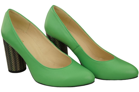 Dámské lodičky z přírodní kůže Barevný ozdobný podpatek 194 ElitaBut